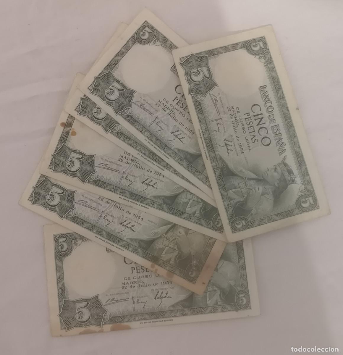 Billetes espa&ntilde;oles: LOTE BILLETES 5 PESETAS 1954