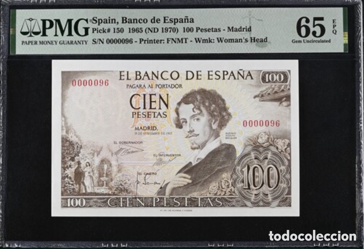 Billetes espa&ntilde;oles: Billete 100 Pesetas 1965 PMG 65 Sin Serie MUY BAJO