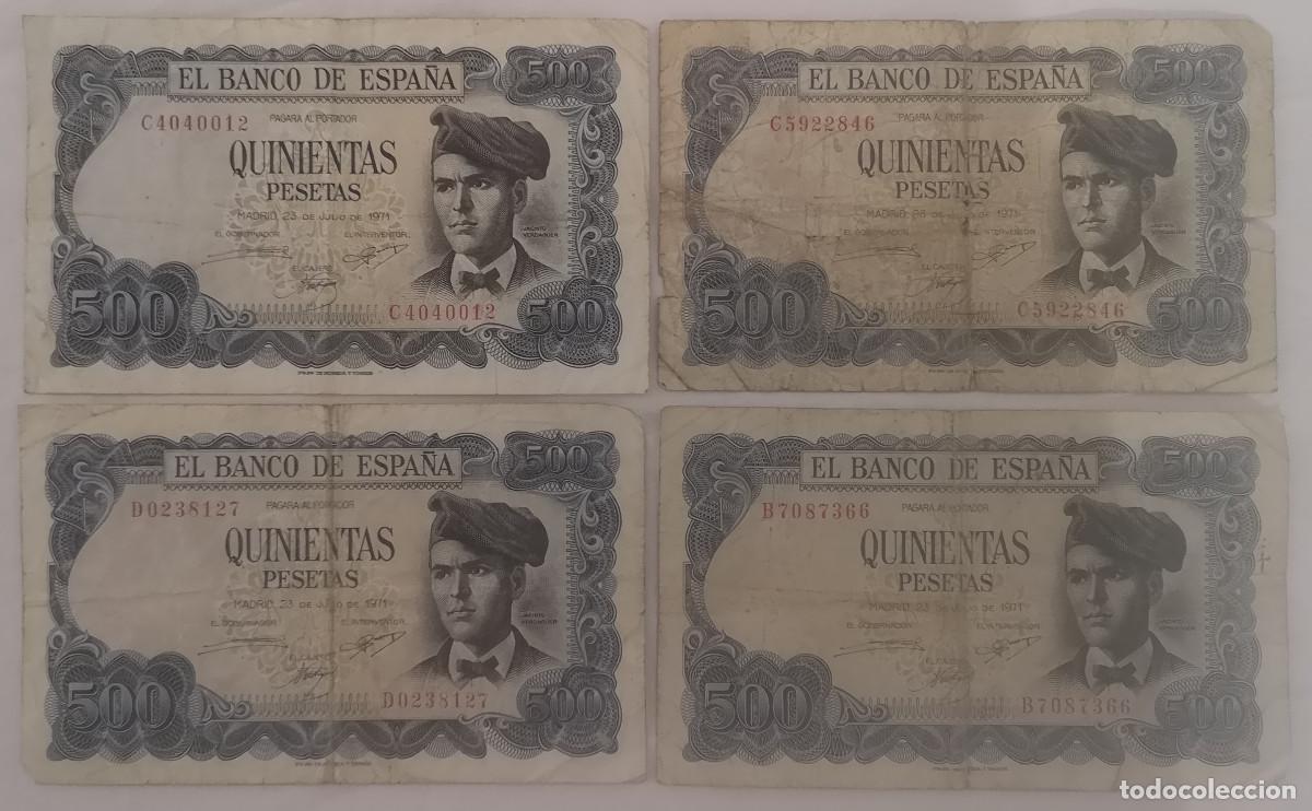 Billetes espa&ntilde;oles: LOTE BILLETES 500 PESETAS 1971 VERDAGUER