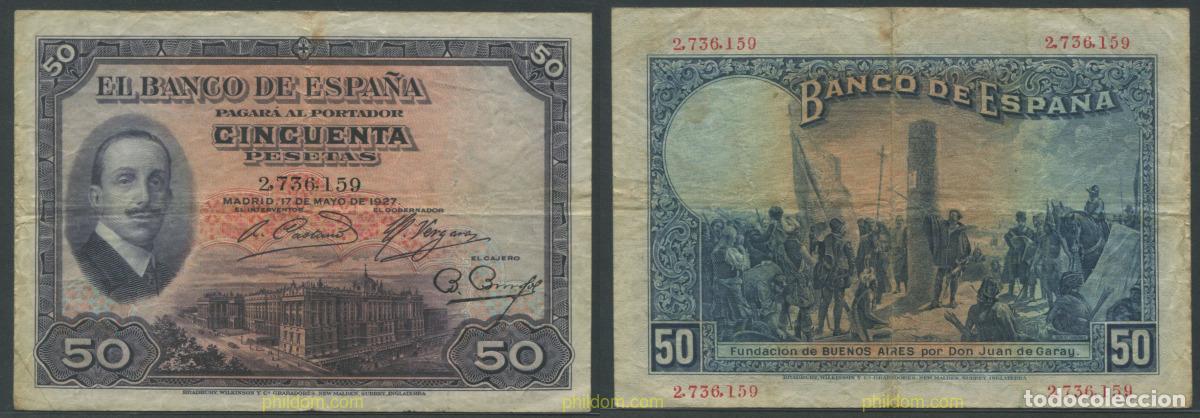 Billetes espa&ntilde;oles: 11312 ESPA&Ntilde;A 1927 50 PESETAS 1927 SELLO REPUBLICA