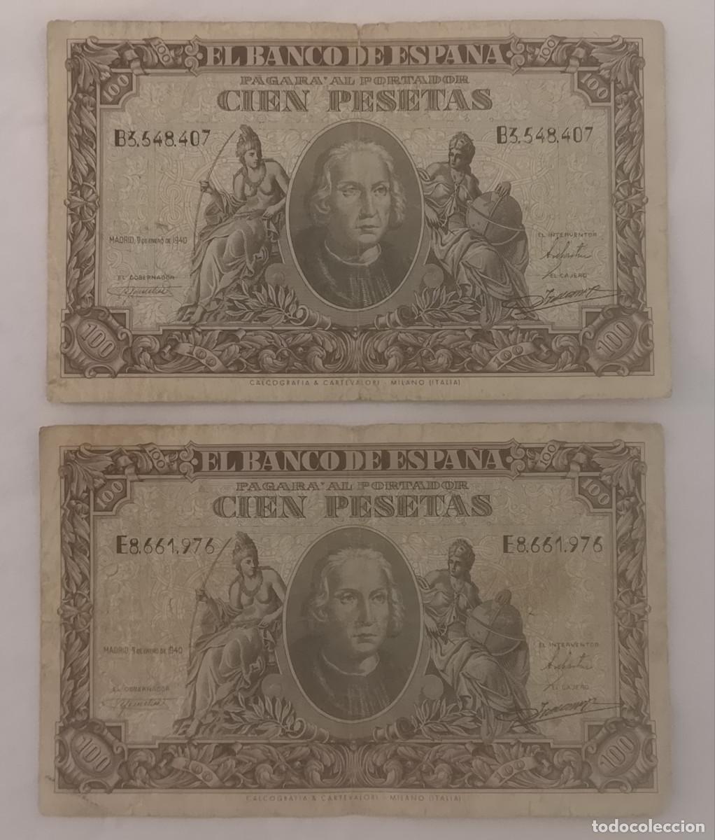 Billetes espa&ntilde;oles: PAREJA BILLETES 100 PESETAS 1940 COL&Oacute;N