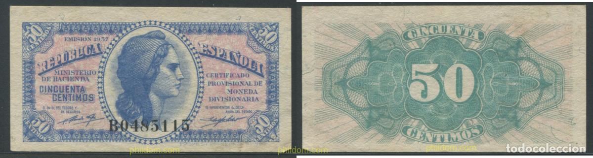 Billetes espa&ntilde;oles: 11316 ESPA&Ntilde;A 1937 50 CENTIMOS 1937 REPUBLICA ESPA&Ntilde;OLA PLANCHA