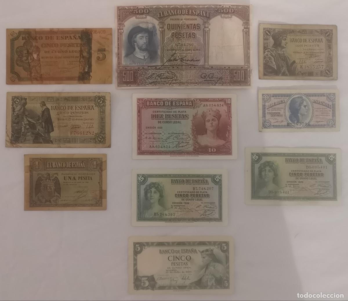 Billetes espa&ntilde;oles: LOTE BILLETES ESPA&Ntilde;OLES DIFERENTES &Eacute;POCAS A&Ntilde;OS