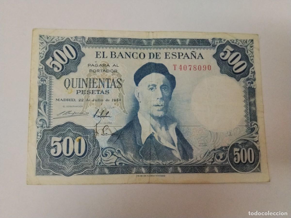 Billetes espa&ntilde;oles: 1 BILLETE 500 PESETAS IGNACIO ZULOAGA T4078090 A&Ntilde;O 1954