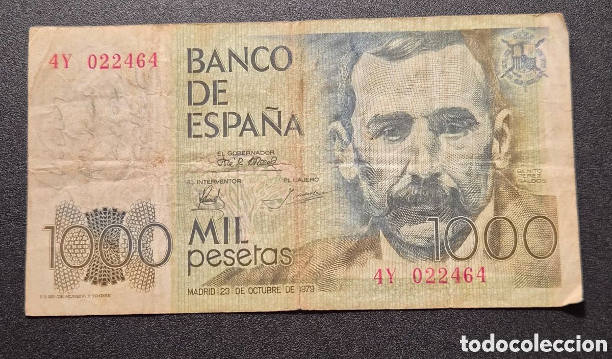 Billetes espa&ntilde;oles: 1000 pesetas 1979 Benito P&eacute;rez Gald&oacute;s &ndash; serie 4Y &ndash; banco de espa&ntilde;a &ndash; islas canarias