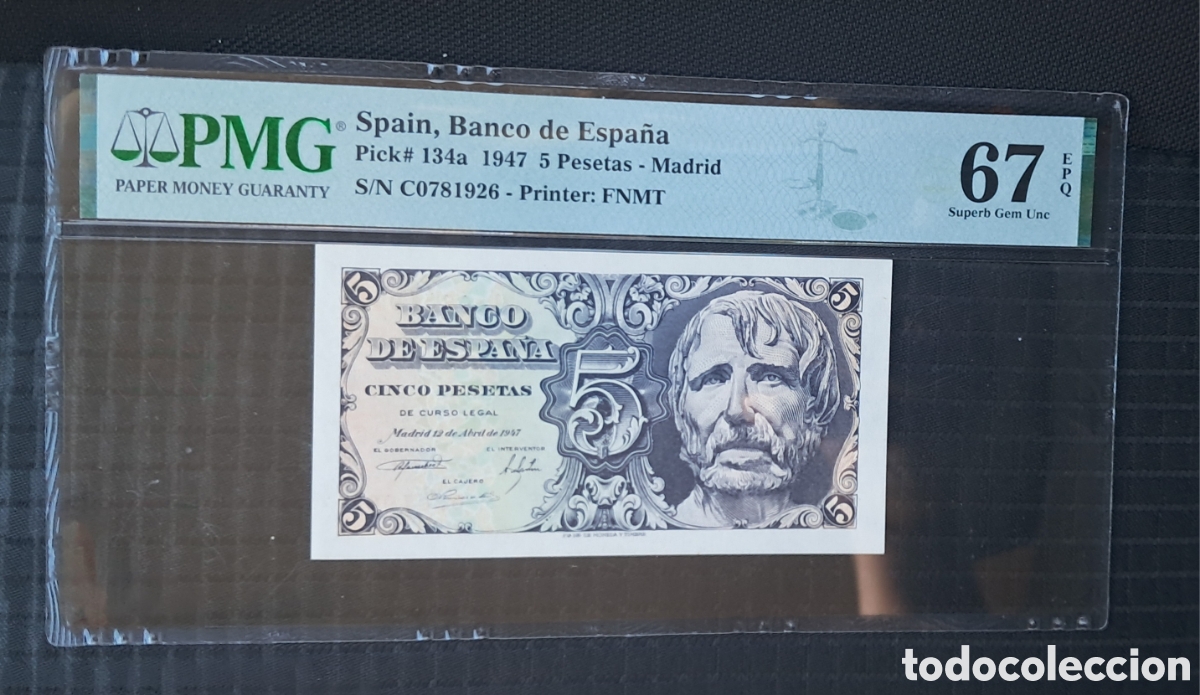 Billetes espa&ntilde;oles: Billete 5 pesetas 1947