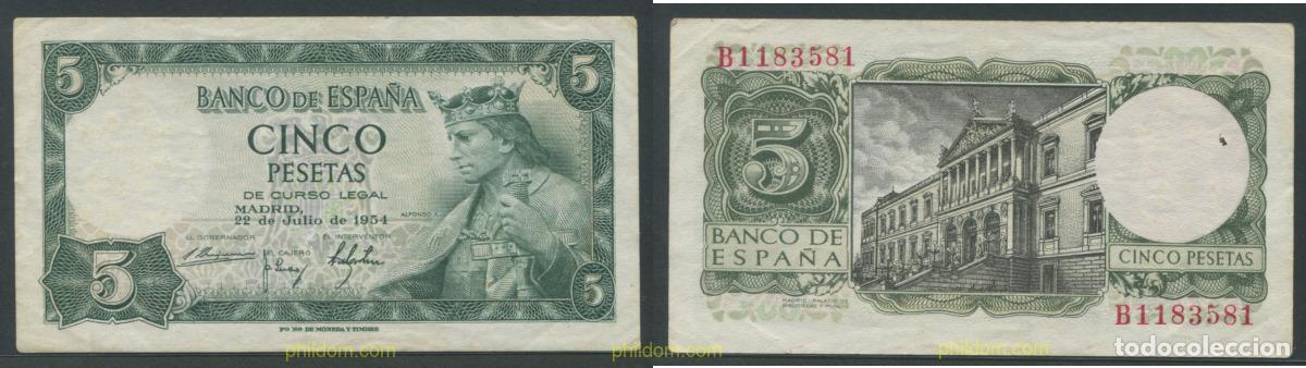 Billetes espa&ntilde;oles: 11318 ESPA&Ntilde;A 1954 5 pesetas Alfonso X 1954