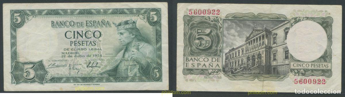 Billetes espa&ntilde;oles: 11317 ESPA&Ntilde;A 1954 5 pesetas Alfonso X 1954