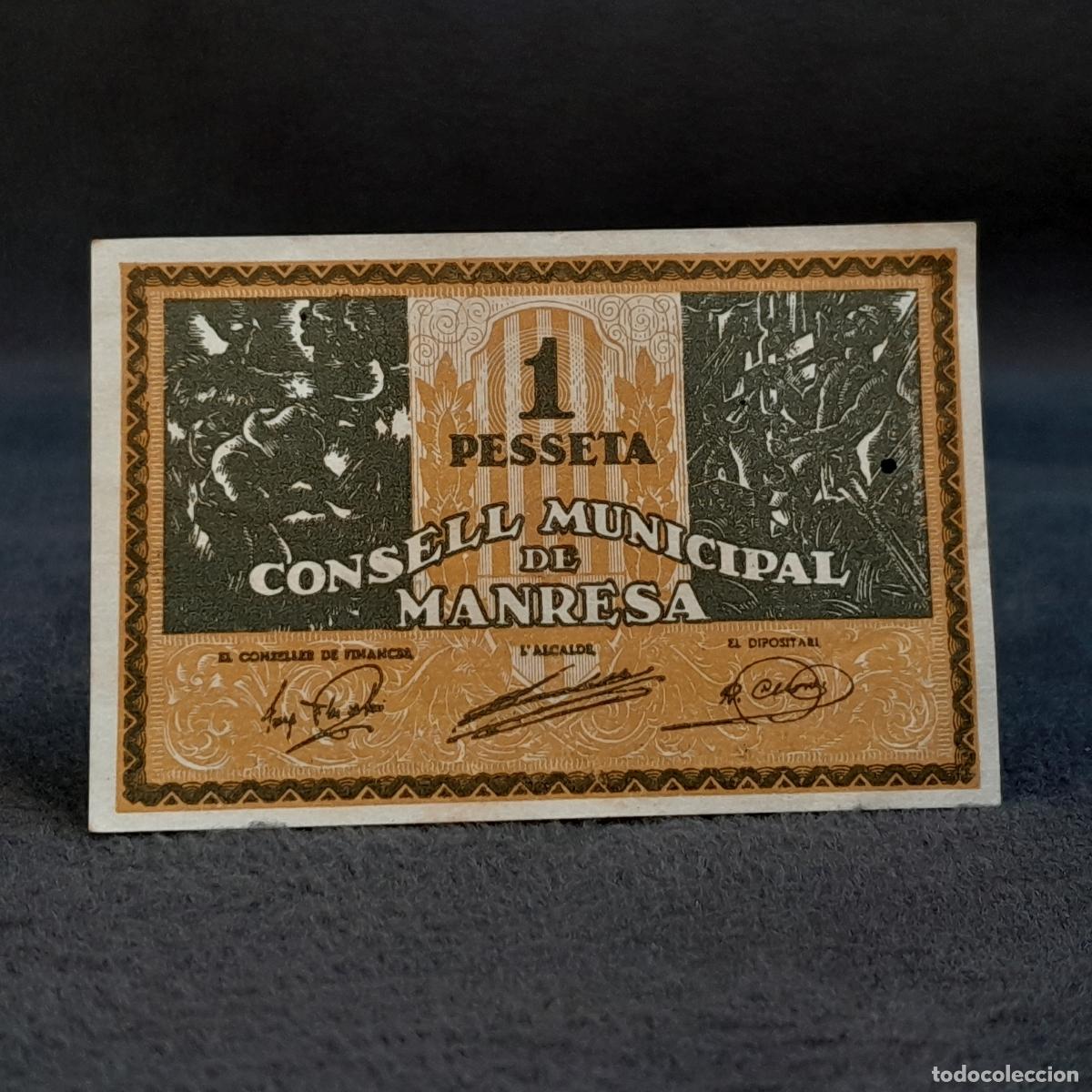 Billetes espa&ntilde;oles: BILL-230. BILLETE DE 1 PESSETA DEL CONSELL MUNICIPAL DE MANRESA. A&Ntilde;O 1937 CA.