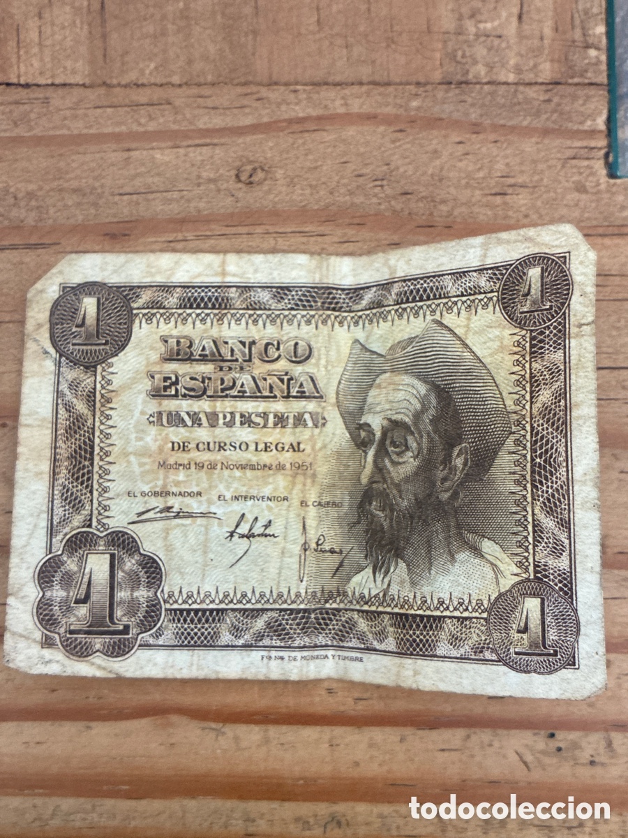 Billetes espa&ntilde;oles: Billete 1 Peseta Don Quijote 1951