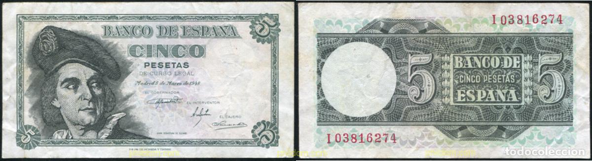 Billetes espa&ntilde;oles: 400 ESPA&Ntilde;A 1948 5 PESETAS 1948 - MADRID SN M