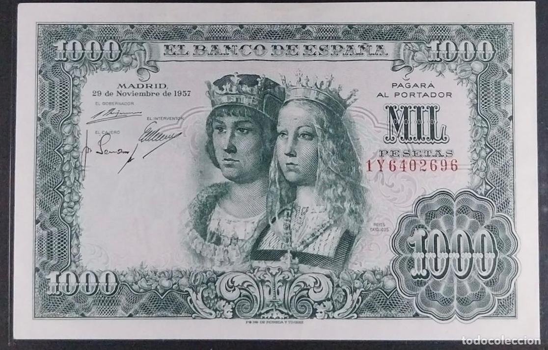 Billetes espa&ntilde;oles: 1000 PESETAS 1957 SERIE 1Y REYES CAT&Oacute;LICOS EBC+ (Serie 1Y es la &uacute;ltima serie, la m&aacute;s rara)