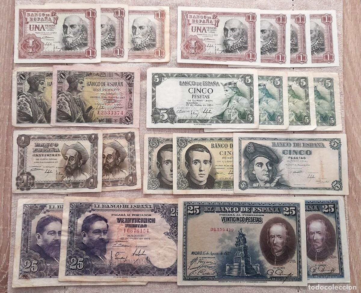 Billetes espa&ntilde;oles: Lote de 22 billetes antiguos de Pesetas