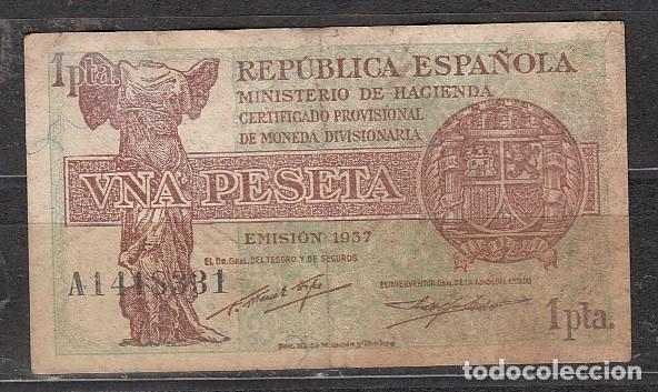 Billetes espa&ntilde;oles: ESPA&Ntilde;A - BILLETE DE 1 PESETA DE 1937 - ES LA MISMA DE LA IMAGEN