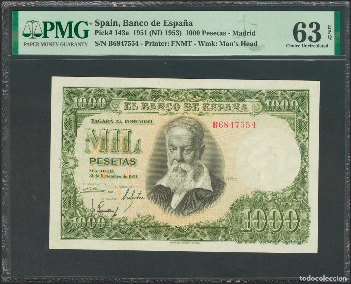Banconote spagnole: 1000 Pesetas. 31 de Diciembre de 1951. Serie B. (Edifil 2017: 463a). Inusual en esta excepcional cal