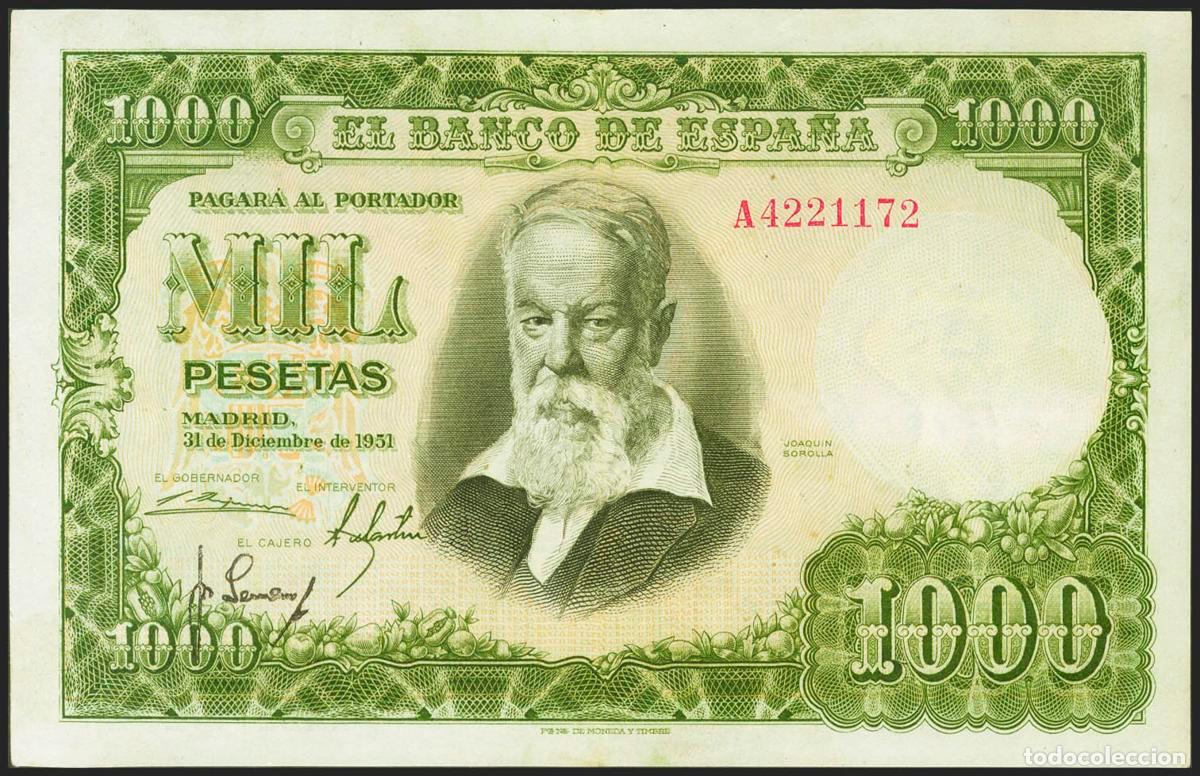 Banconote spagnole: 1000 Pesetas. 31 de Diciembre de 1951. Serie A. (Edifil 2021: 463a). Conserva parte de su apresto or