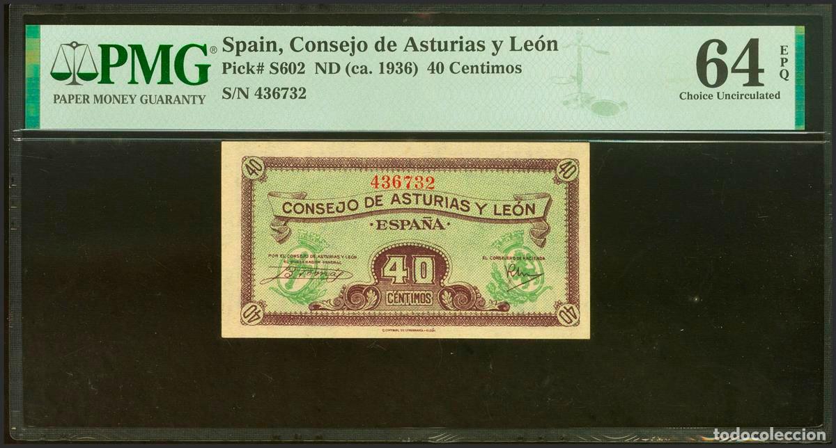 Billetes espa&ntilde;oles: 40 C&eacute;ntimos. 1937. Asturias y Le&oacute;n. Sin serie. (Edifil 2021: 395, Pick: S602). Apresto original. SC.