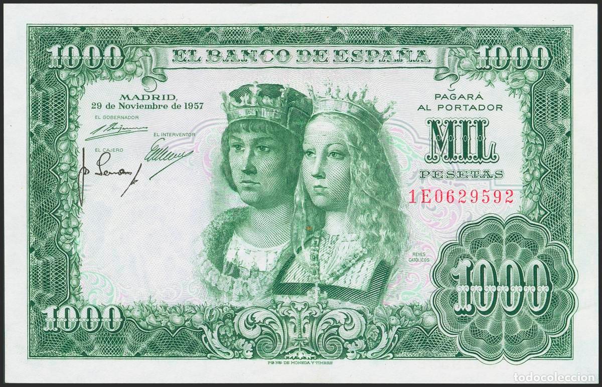 Spanish Banknotes: 1000 Pesetas. 29 de Noviembre de 1957. Serie 1E. (Edifil 2023: 469b). Conserva gran parte de su apre
