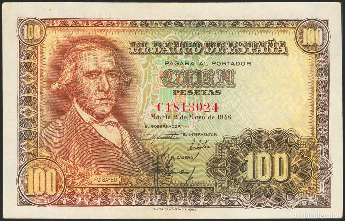 Spanish Banknotes: 100 Pesetas. 2 de Mayo de 1948. Serie C. (Edifil 2023: 456a). Apresto original. EBC+++.. 100 Pesetas