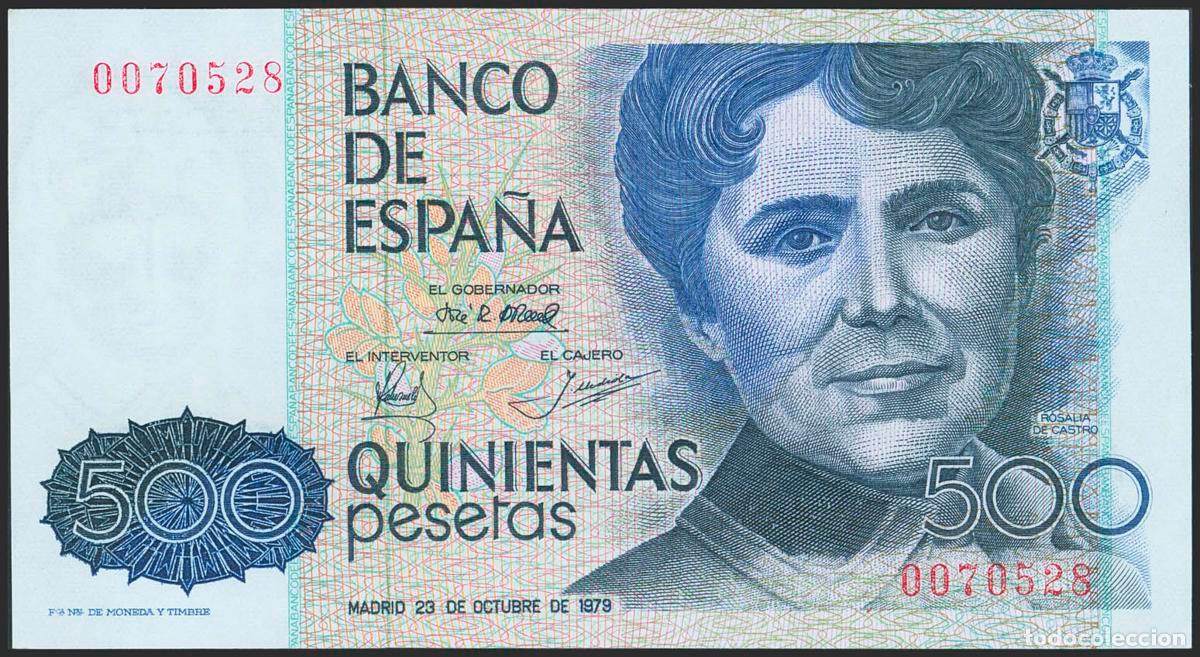 Banconote spagnole: 500 Pesetas. 23 de Octubre de 1979. Sin serie y numeraci&oacute;n baja. (Edifil 2023: 476). SC.. 500 Peseta
