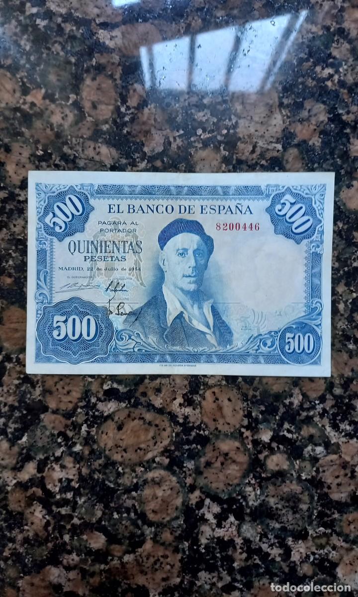 Billetes espa&ntilde;oles: Sin serie billete 500 pesetas 1954 Espa&ntilde;a DIF&Iacute;CIL