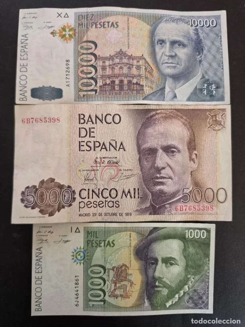 Billetes espa&ntilde;oles: Billetes Espa&ntilde;oles 10000, 5000, 1000 Pesetas