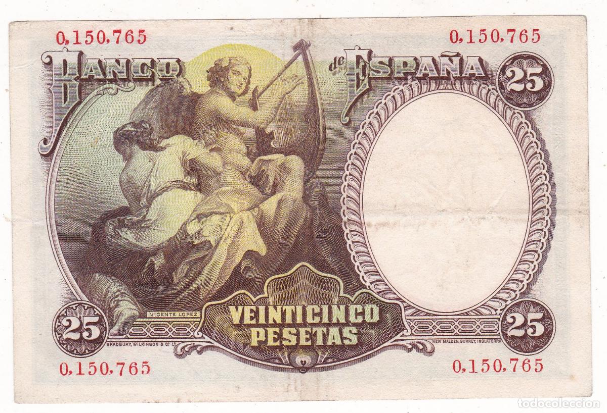 Billetes espa&ntilde;oles: F6-46- BILLETE 25 Ptas 1931 - Foto 2