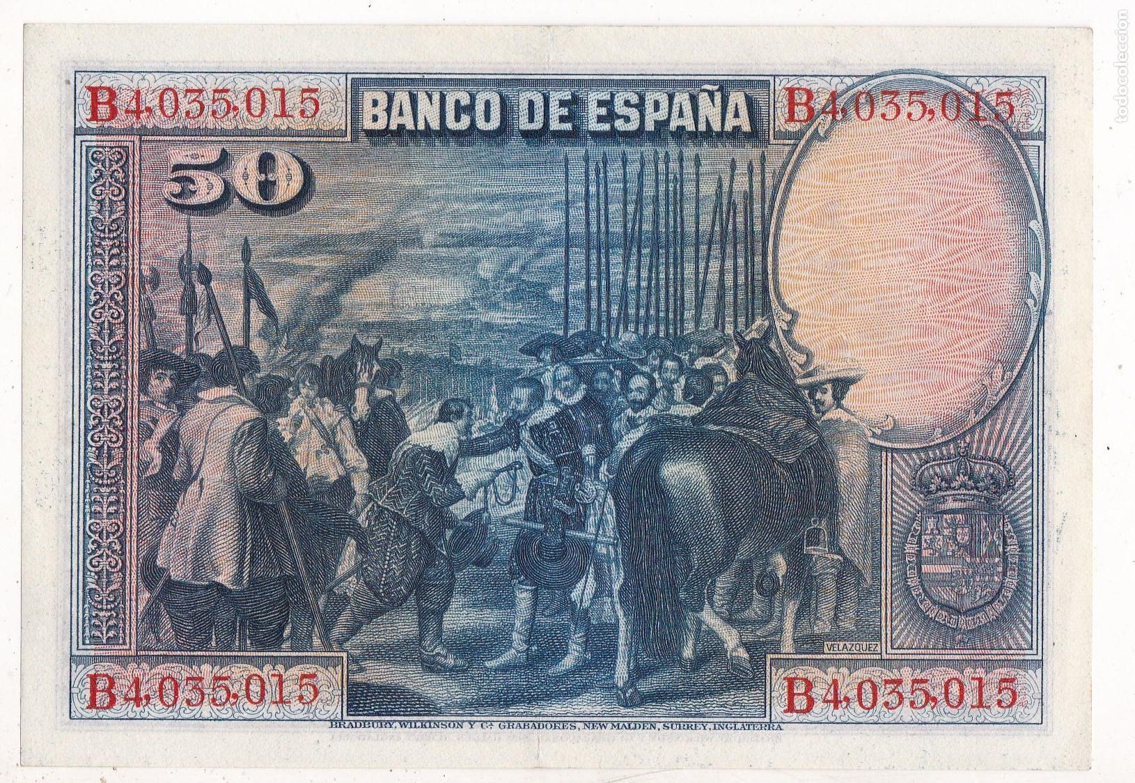 Billetes espa&ntilde;oles: F6-47- BILLETE 50 Ptas 1928 - Foto 2