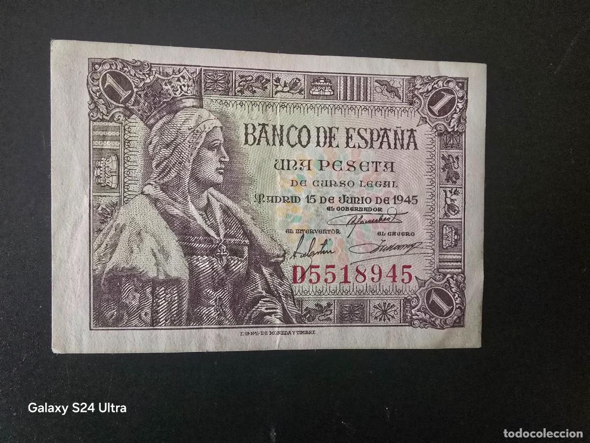 Billetes espa&ntilde;oles: 1 PESETA DE 1945..... SERIE D......BONITO ..... ES EL DE LAS FOTOS