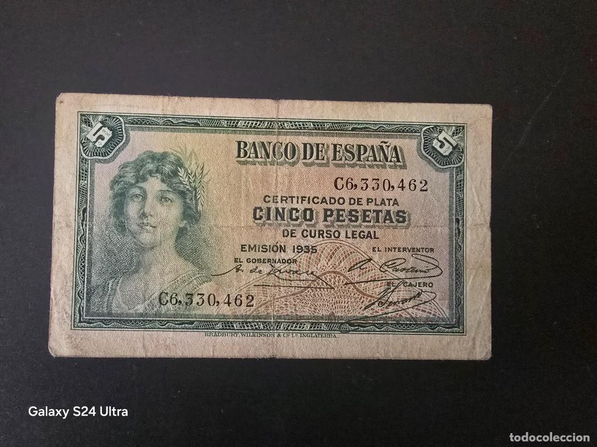 Billetes espa&ntilde;oles: 5 PESETAS DE 1935..... SERIE C..... ES EL DE LAS FOTOS