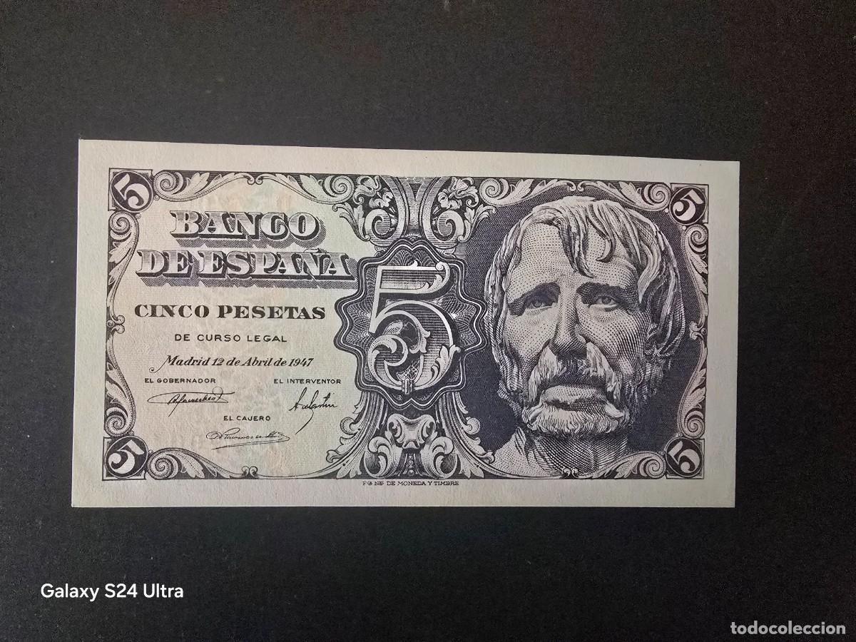 Billetes espa&ntilde;oles: 5 PESETAS DE 1947..... SERIE D......MUY ESCASO EN ESTE ESTADO..... ES EL DE LAS FOTOS