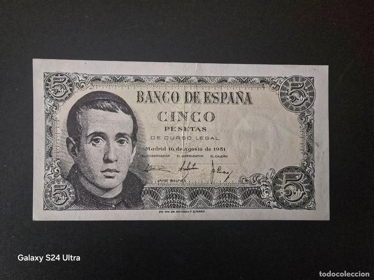 Billetes espa&ntilde;oles: 5 PESETAS DE 1951..... SERIE 1G......MUY BONITO..... ES EL DE LAS FOTOS
