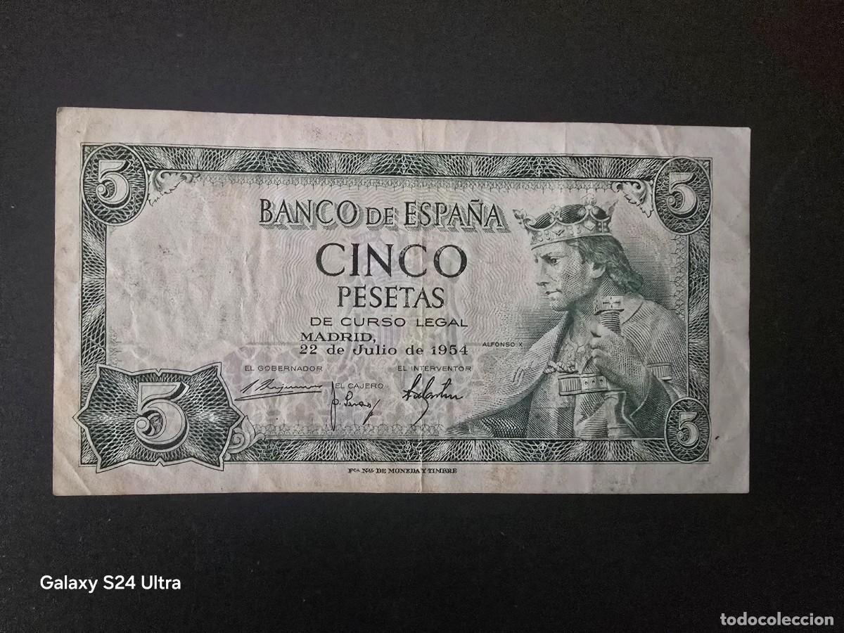 Billetes espa&ntilde;oles: 5 PESETAS DE 1954..... SERIE T....... ES EL DE LAS FOTOS