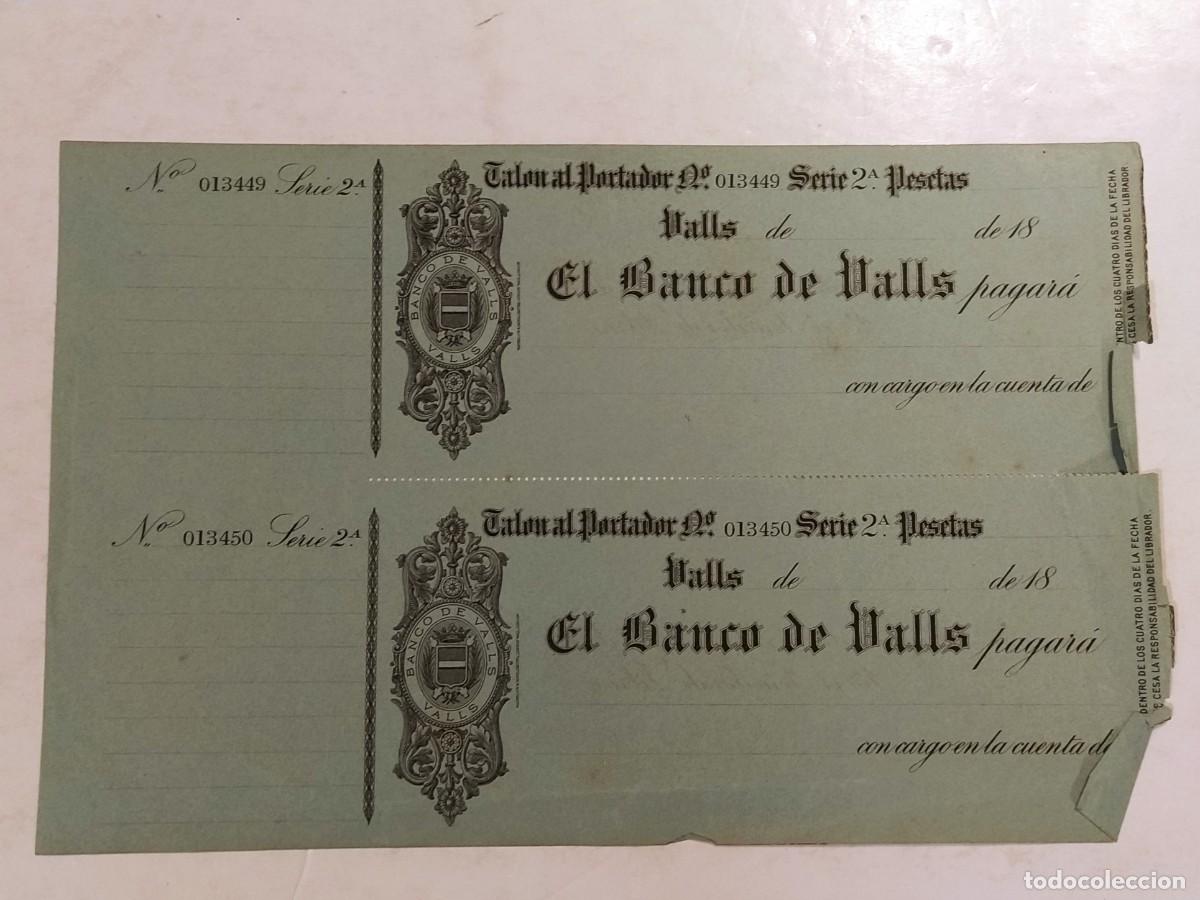Spanish Banknotes: VALLS - EL BANCO DE VALLS - TALON AL PORTADOR - MUY ANTIGUO - VER FOTOS