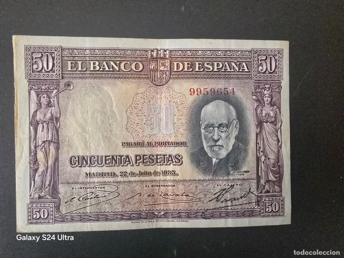Billetes espa&ntilde;oles: 50 PESETAS DE 1935.....SIN SERIE ..... BONITO..... ES EL DE LAS FOTOS