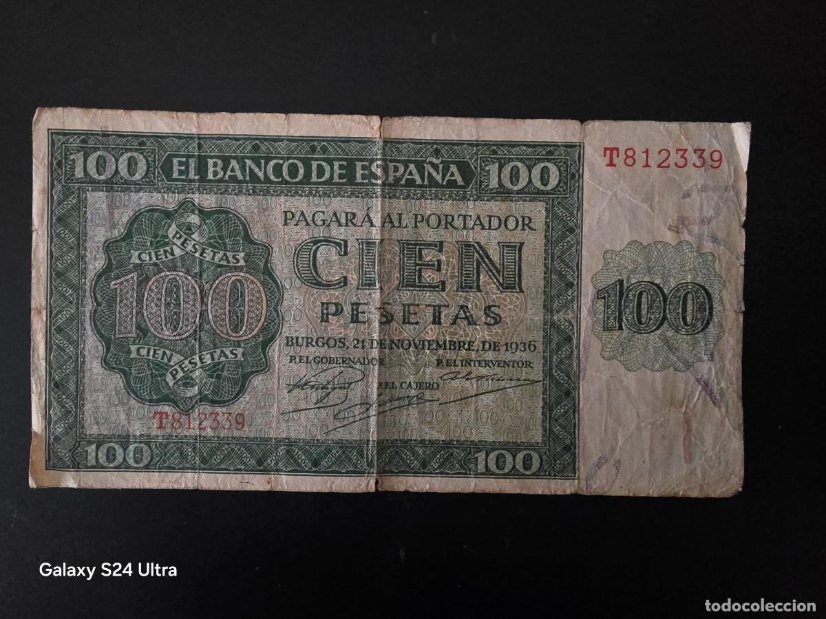 Billetes espa&ntilde;oles: 100 PESETAS DE 1936..... SERIE T.....BONITO ...... ES EL DE LAS FOTOS