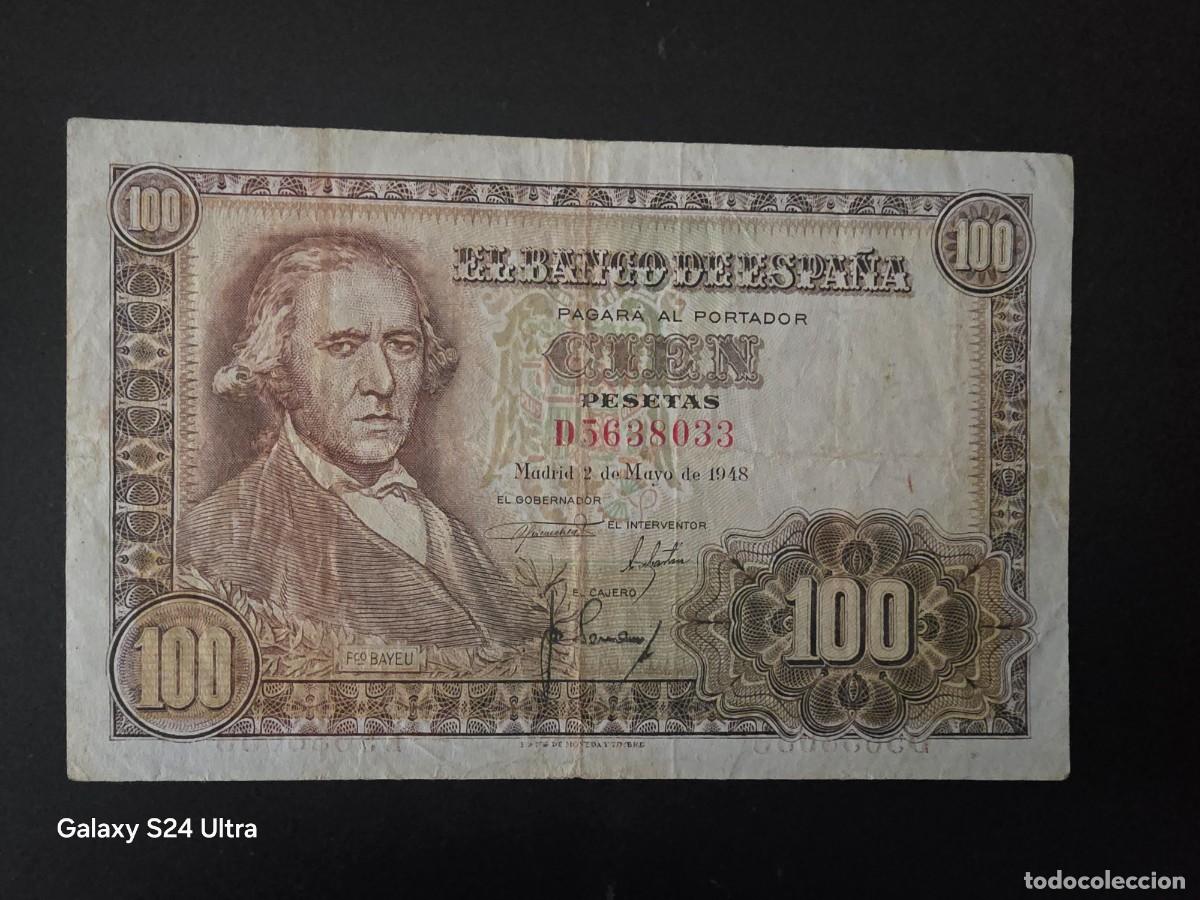 Billetes espa&ntilde;oles: 100 PESETAS DE 1948..... SERIE D.....MUY BONITO Y ESCASO ...... ES EL DE LAS FOTOS