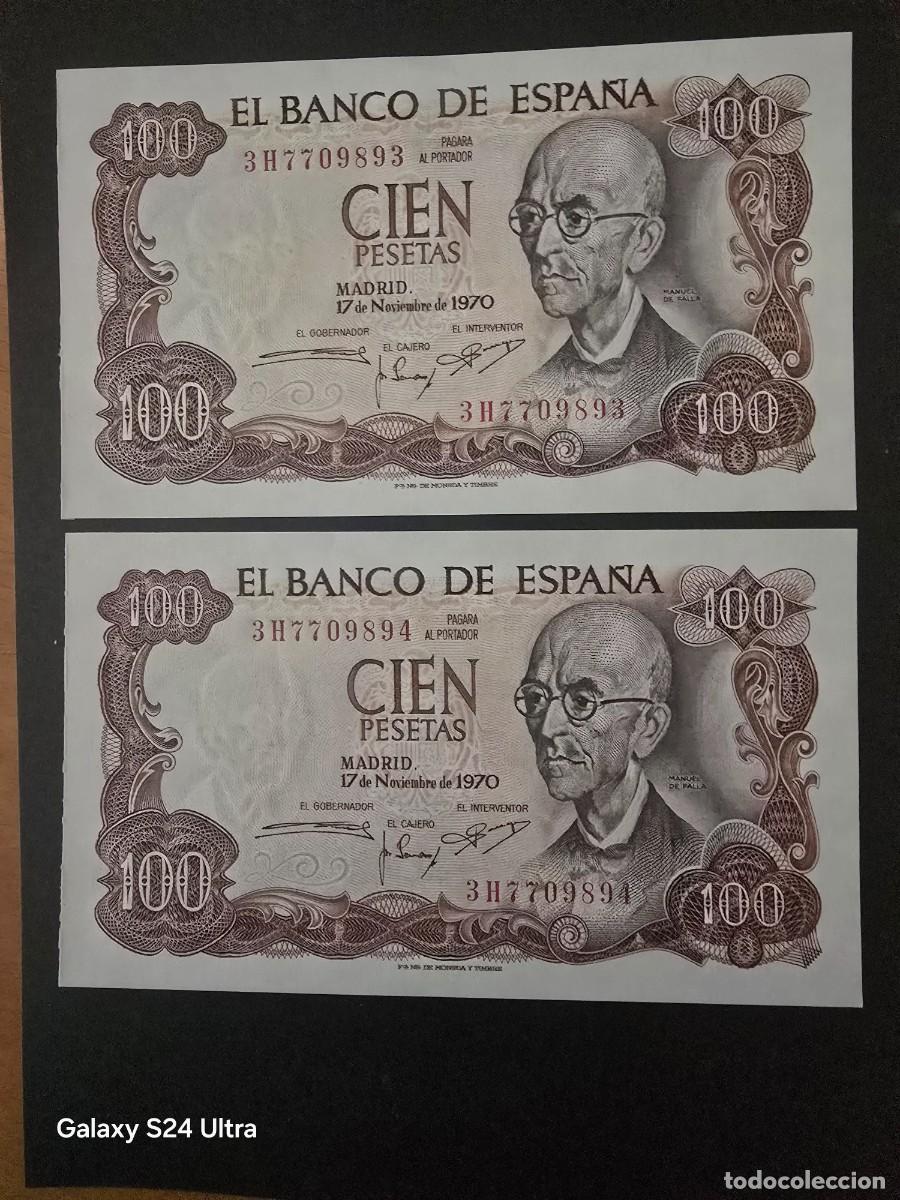 Billetes espa&ntilde;oles: PAREJA CORRELATIVA DE 100 PESETAS DE 1970..... SERIE 3 H.....PRECIOSOS ...... ES EL DE LAS FOTOS