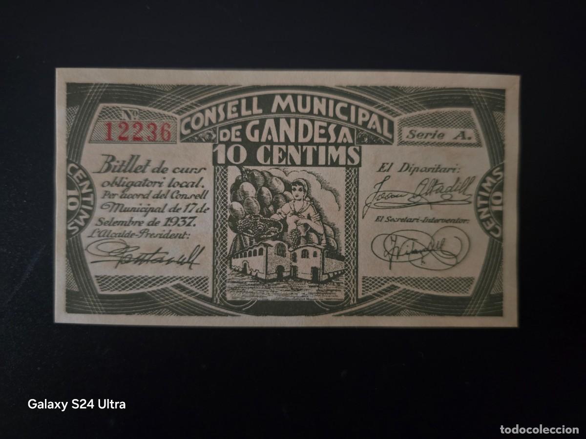 Billetes espa&ntilde;oles: 10 C&Eacute;NTIMOS DE 1937....CONSEJO MUNICIPAL DE GANDESA.....MUY ESCASO Y PRECIOSO.... ES EL DE LAS FOTOS