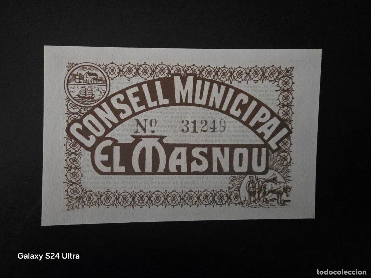 Billetes espa&ntilde;oles: 50 C&Eacute;NTIMOS DE 1937......CONSEJO MUNICIPAL DE EL MASNOU.....SIN CIRCULAR.......ES EL DE LAS FOTOS