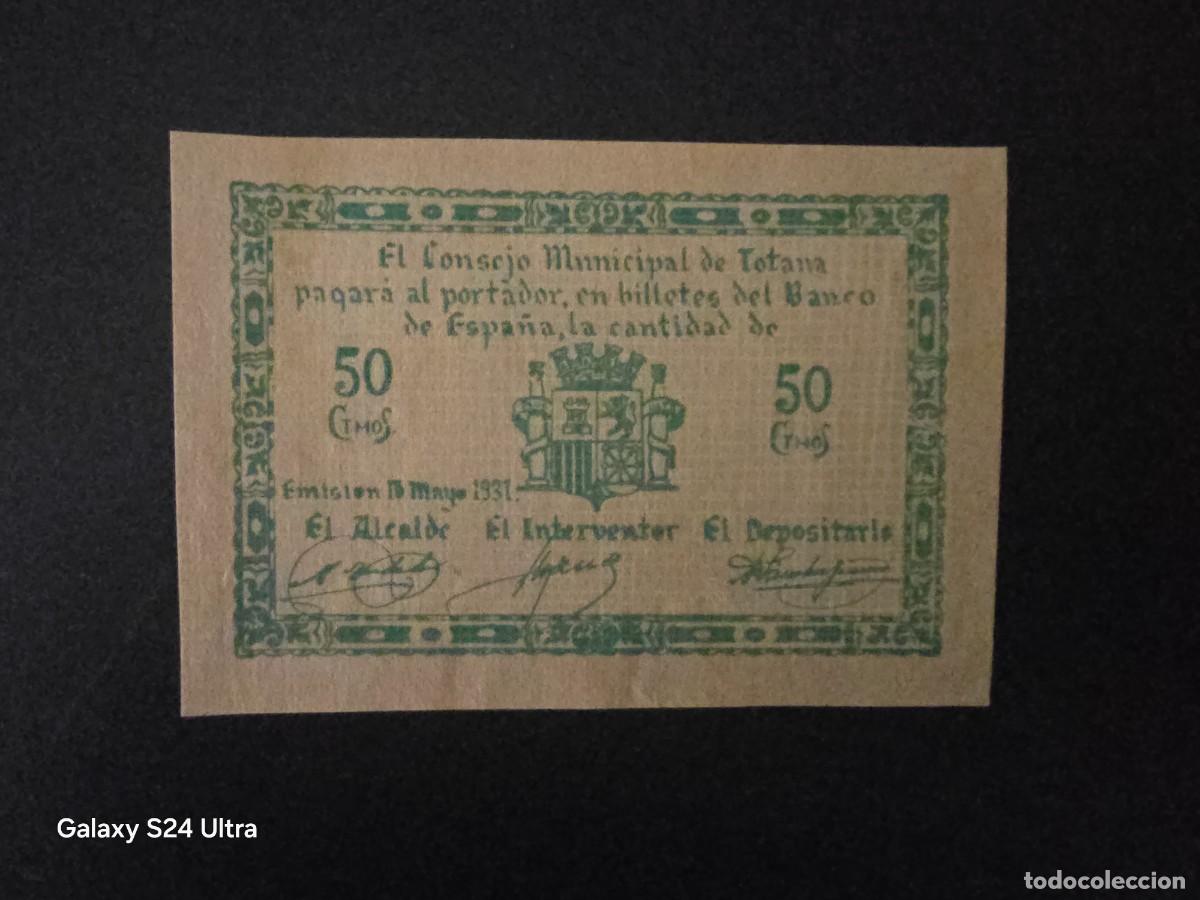 Billetes espa&ntilde;oles: 50 C&Eacute;NTIMOS DE 1937......CONSEJO MUNICIPAL DE TOTANA.....MUY BONITO.......ES EL DE LAS FOTOS