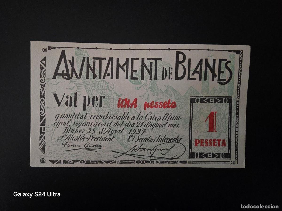 Spanish Banknotes: 1 PESETA DE 1937.....AJUNTAMENT DE BLANES....SIN CIRCULAR... ES EL DE LAS FOTOS