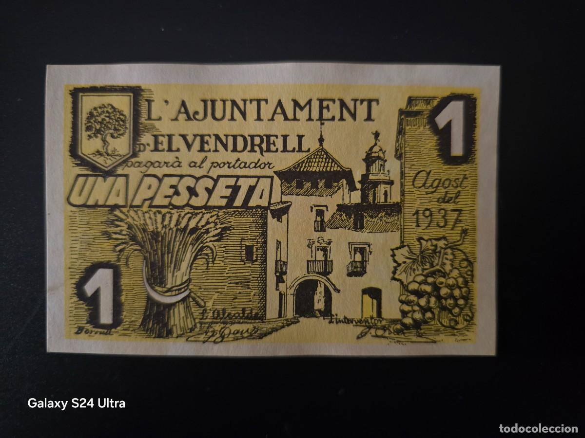 Spanish Banknotes: 1 PESETA DE 1937.....AJUNTAMENT DE EL VENDREL....SIN CIRCULAR-... ES EL DE LAS FOTOS