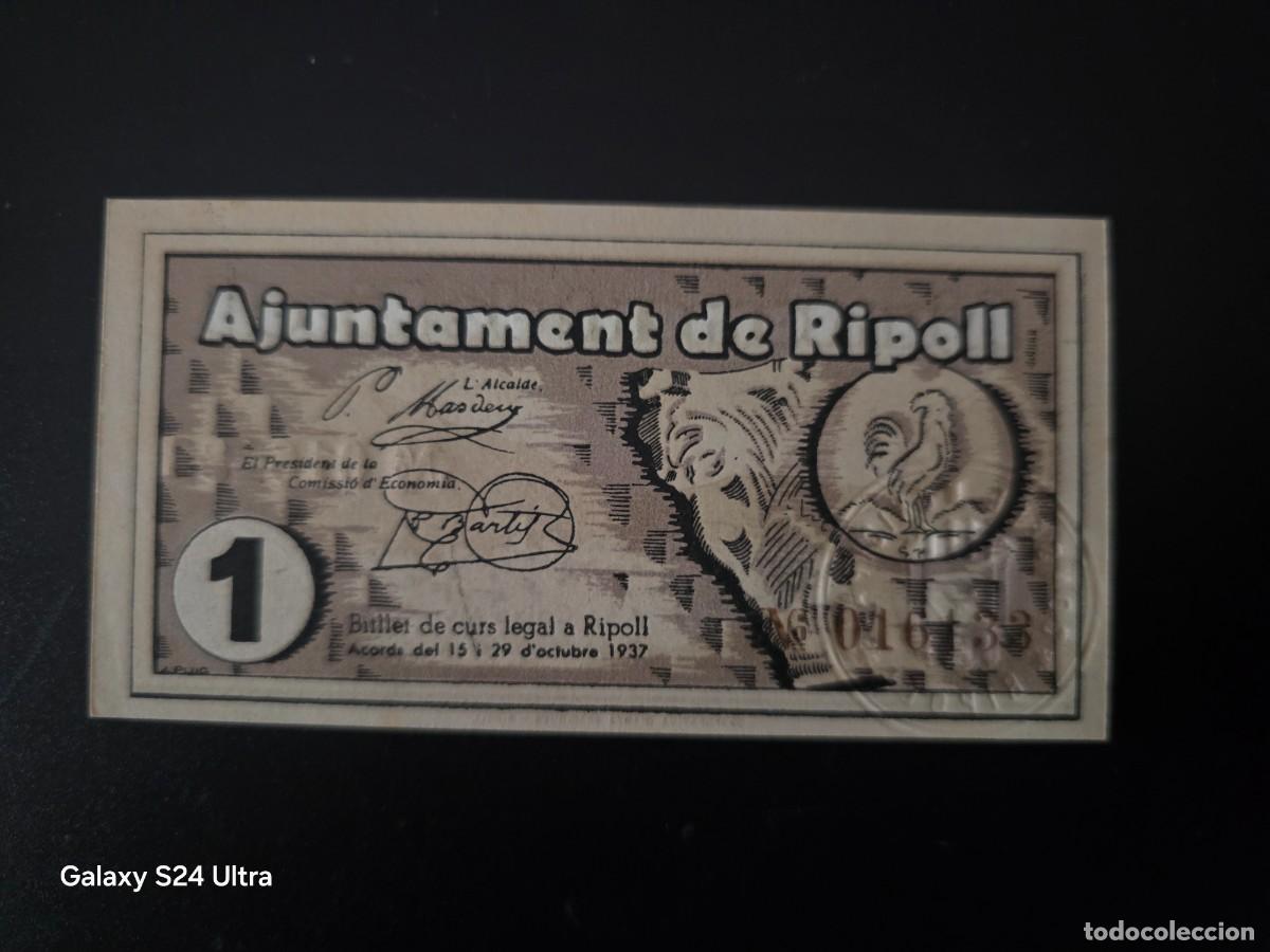Spanish Banknotes: 1 PESETA DE 1937.....AJUNTAMENT DE RIPOLL....SIN CIRCULAR-... ES EL DE LAS FOTOS