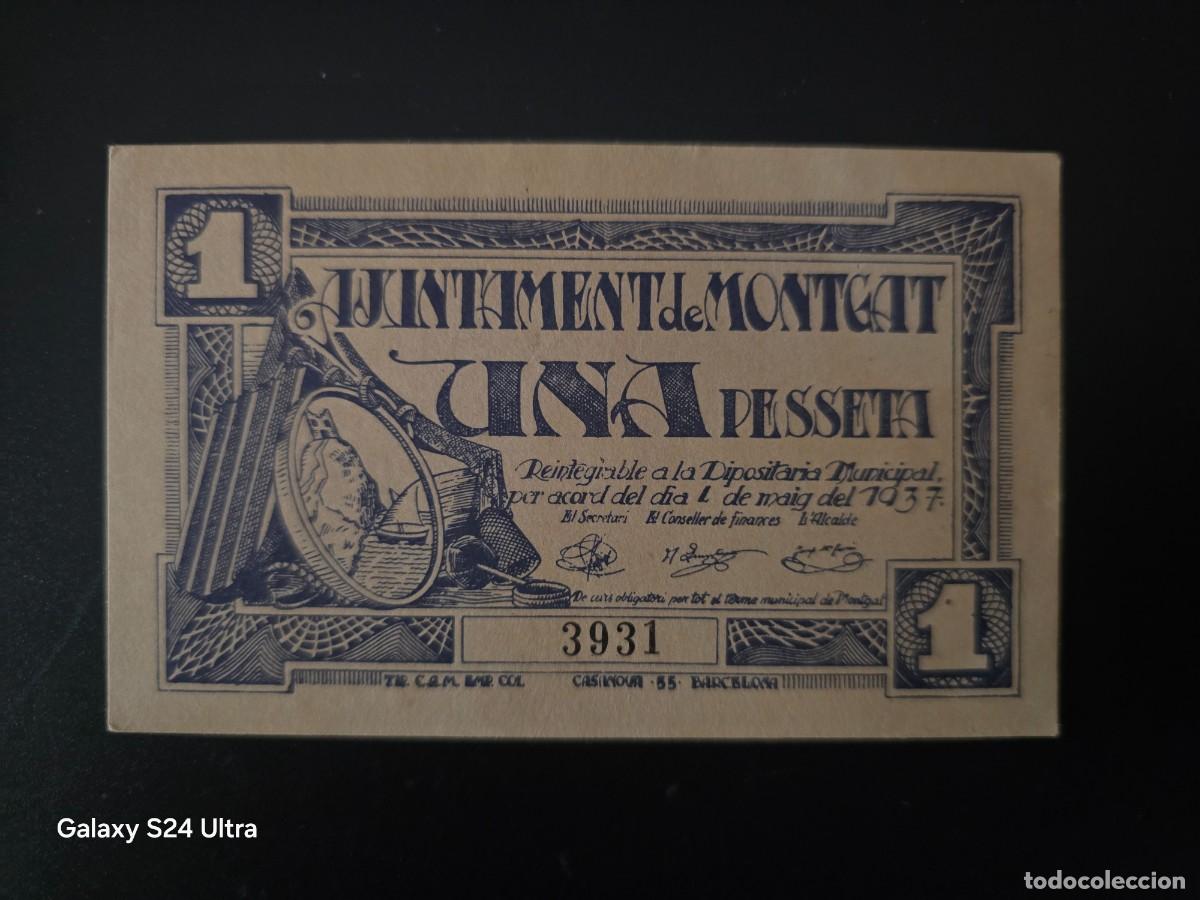 Spanish Banknotes: 1 PESETA DE 1937.....AJUNTAMENT DE MONGAT.....PRECIOSO... ES EL DE LAS FOTOS