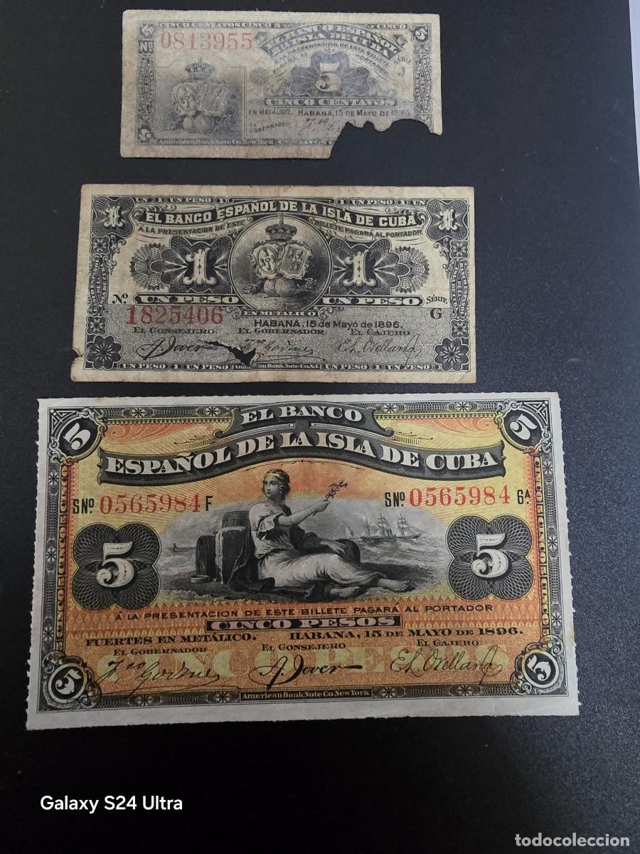 Billetes espa&ntilde;oles: LOTE DE 3 BILLETES DE 1896...BANCO DE ESPA&Ntilde;A EN CUBA. ....LB.S3006..... ES EL DE LAS FOTOS