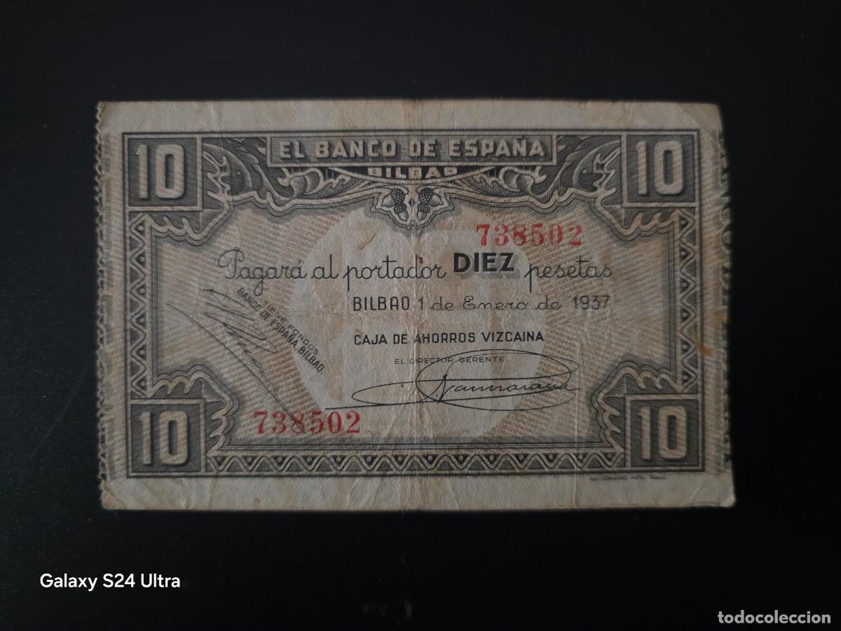 Billetes espa&ntilde;oles: 10 PESETAS DE 1937....BANCO DE ESPA&Ntilde;A EN BILBAO.....BONITO... ES EL DE LAS FOTOS