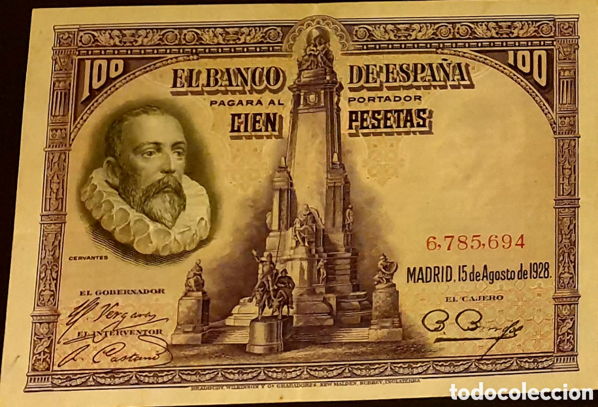Billetes espa&ntilde;oles: 100 pesetas de 1928 Sin serie .MBC+