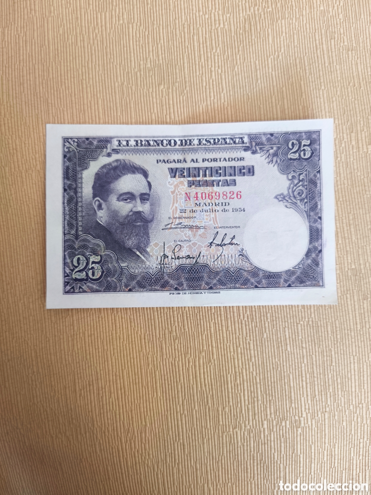 Billetes espa&ntilde;oles: Billete 25 Pesetas Banco de Espa&ntilde;a 1954
