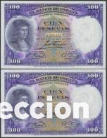 Billetes espa&ntilde;oles: 100 Pesetas. 25 de Abril de 1931. Pareja correlativa. Sin serie.